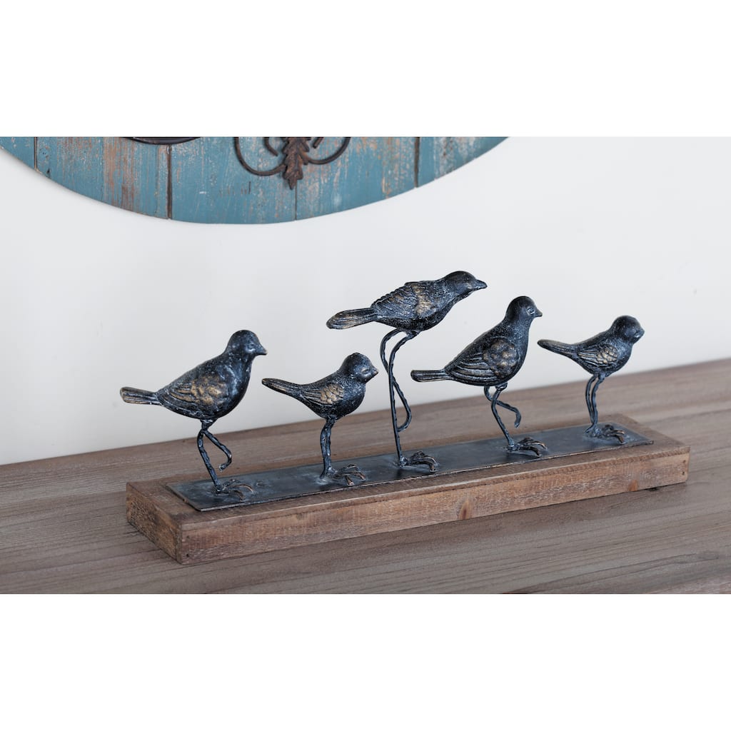 Grey Iron Farmhouse Sculpture Birds 7 x 18 x 4 - 18 x 4 x 7