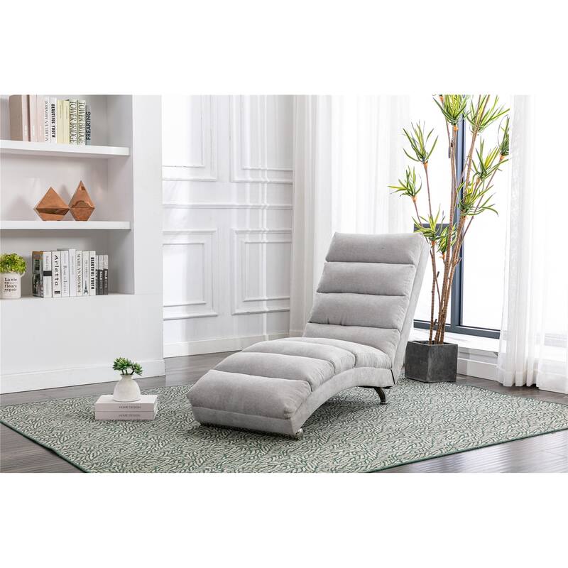 Linen Long Lounger Backrest Adjustable Sofas Ergonomically Massage Chair - Light Grey