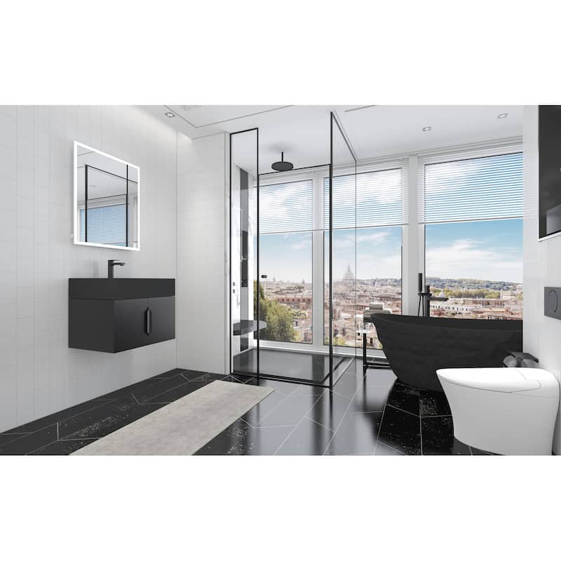 Nile 24-Inch Wall Mounted Bathroom Vanity Set w/ Black Top