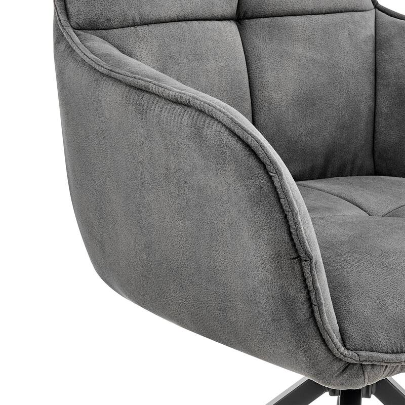 Dining Room Accent Chair in Charcoal Fabric and Black Metal Legs