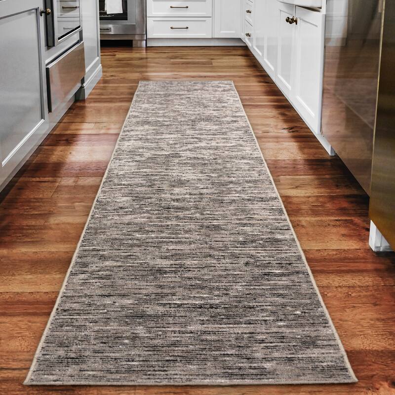 Addison Villager Textured Solid Wool and Viscose Area Rug - 2'3" x 7'6" - Black