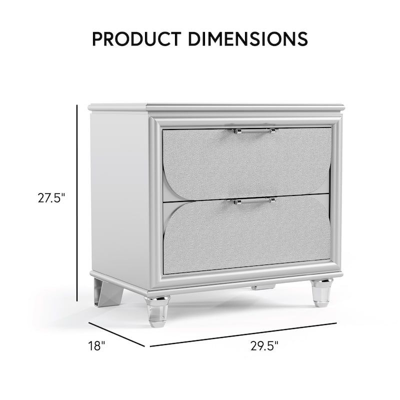 Furniture of America Angrove Modern Silver Wood 2-Drawer Nightstand