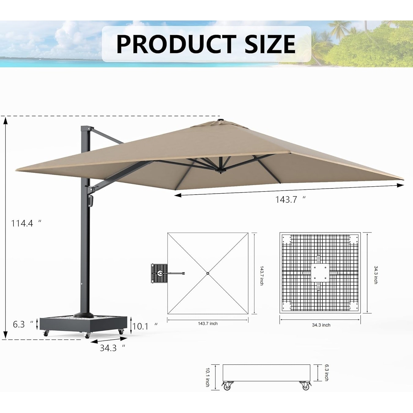 12 by 12 patio umbrella Outdoor Patio Umbrella,12 x 12 Shade Area with Base for Outdoor Dining  Relax - Bed Bath & Beyond