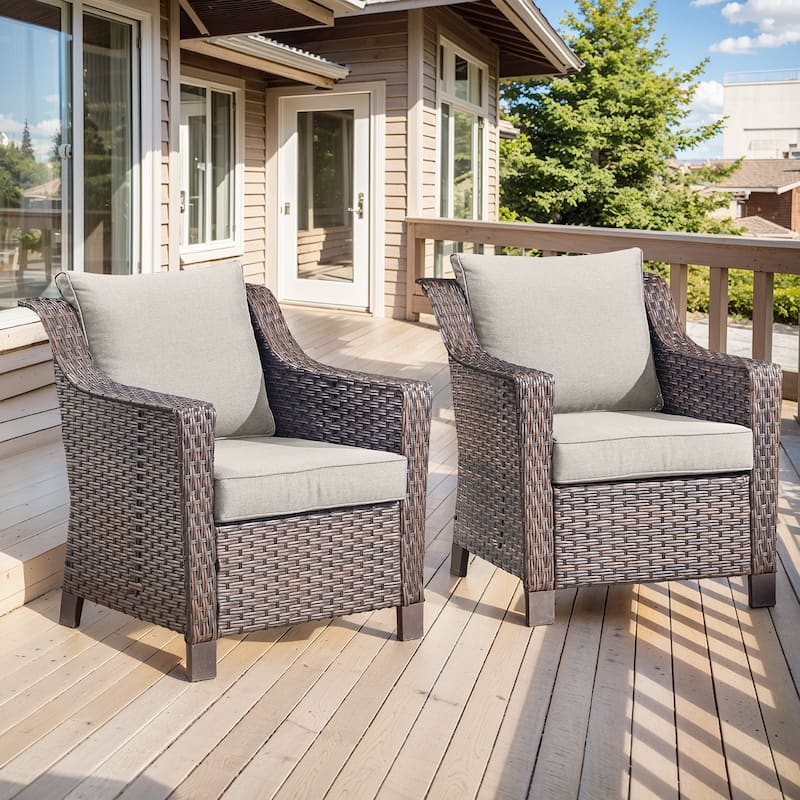 Gymojoy Outdoor Wicker Patio Chairs Set of 2 with Cushions