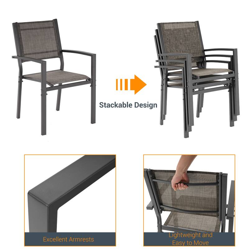 LIVOOSUN 7Pcs Patio Furniture Dining Chair Set Textilene Bistro Chair