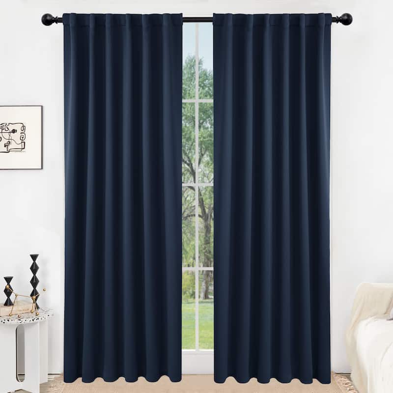 Deconovo Back Tab Blackout Curtains (2 Panel) - 52W x 45L - Navy Blue