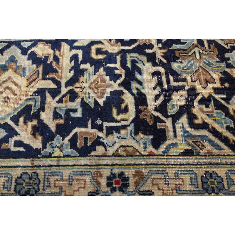 ECARPETGALLERY Hand-knotted Antalya Vintage Dark Navy Wool Rug - 6'8 x 10'6