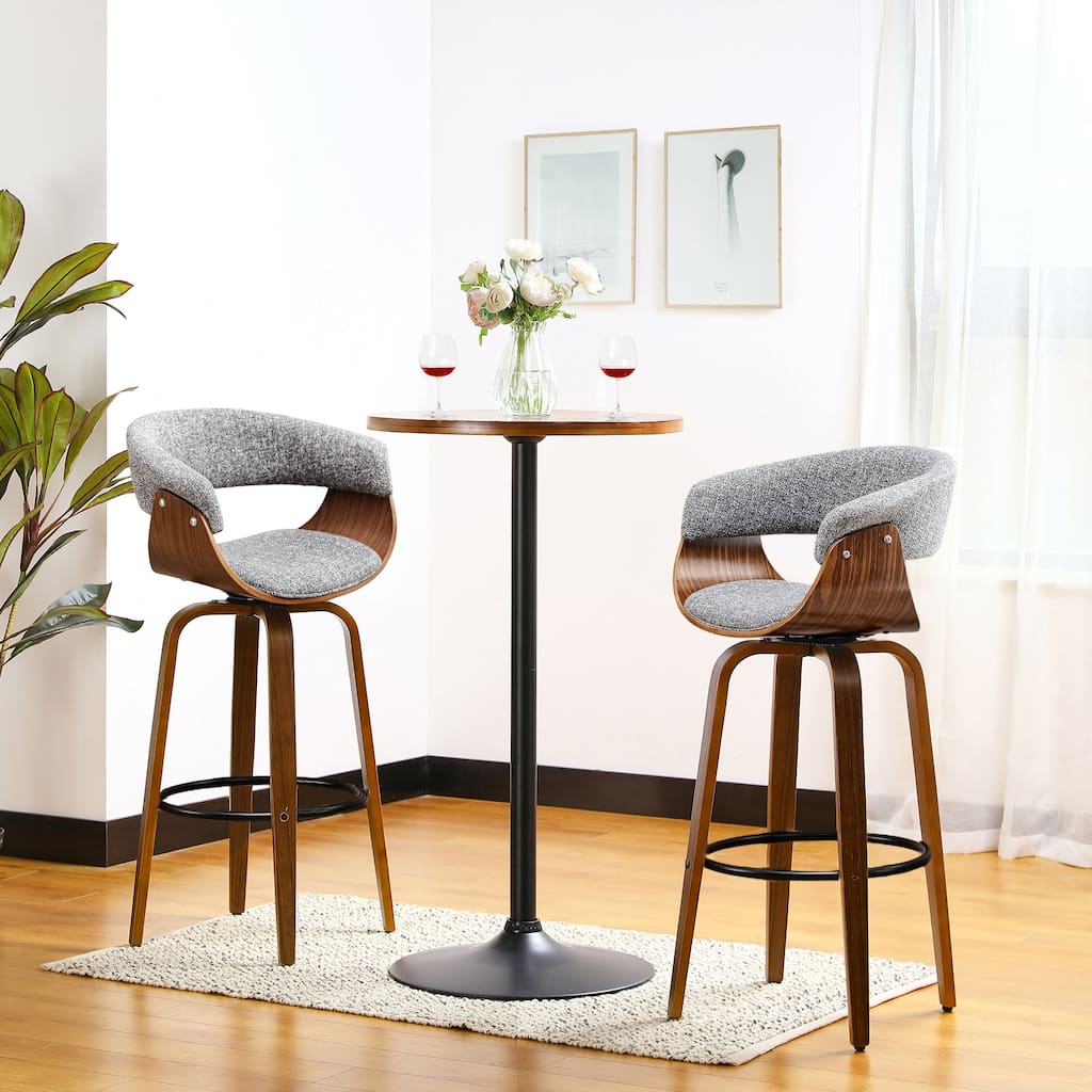 Glitzhome Set of 3 Leatherette Adjustable Swivel Bar Stool Pub Table Set