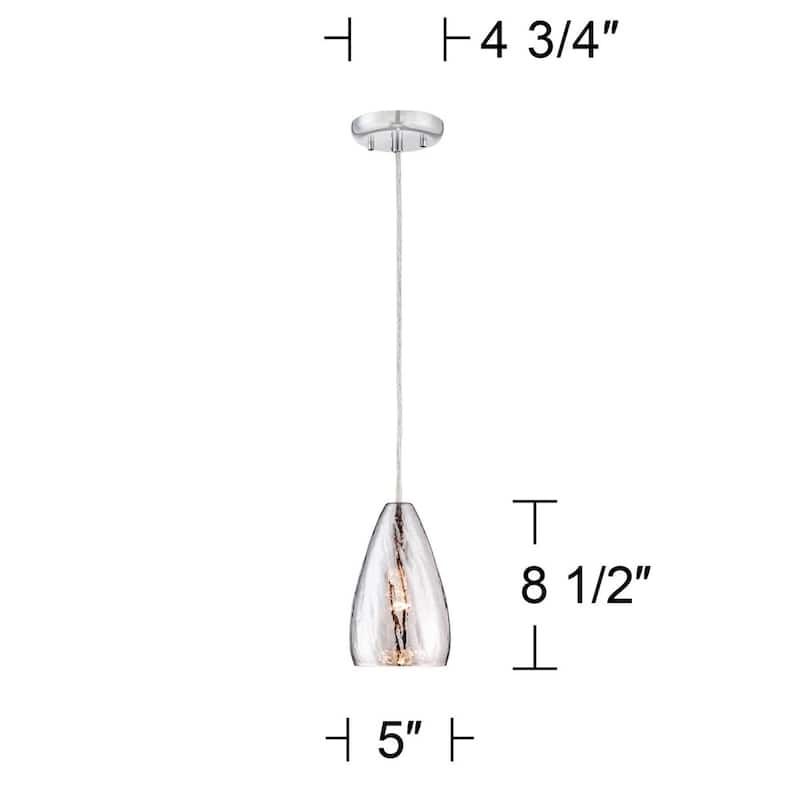 Chrome Mini Pendant 5" Wide Modern Plated Crackle Glass - 5" x 120"