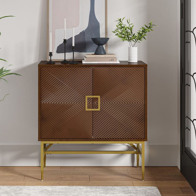 Uirich 34'' Tall 2 - Door Modern Accent Cabinet with Adjustable Shelves by HULALA HOME