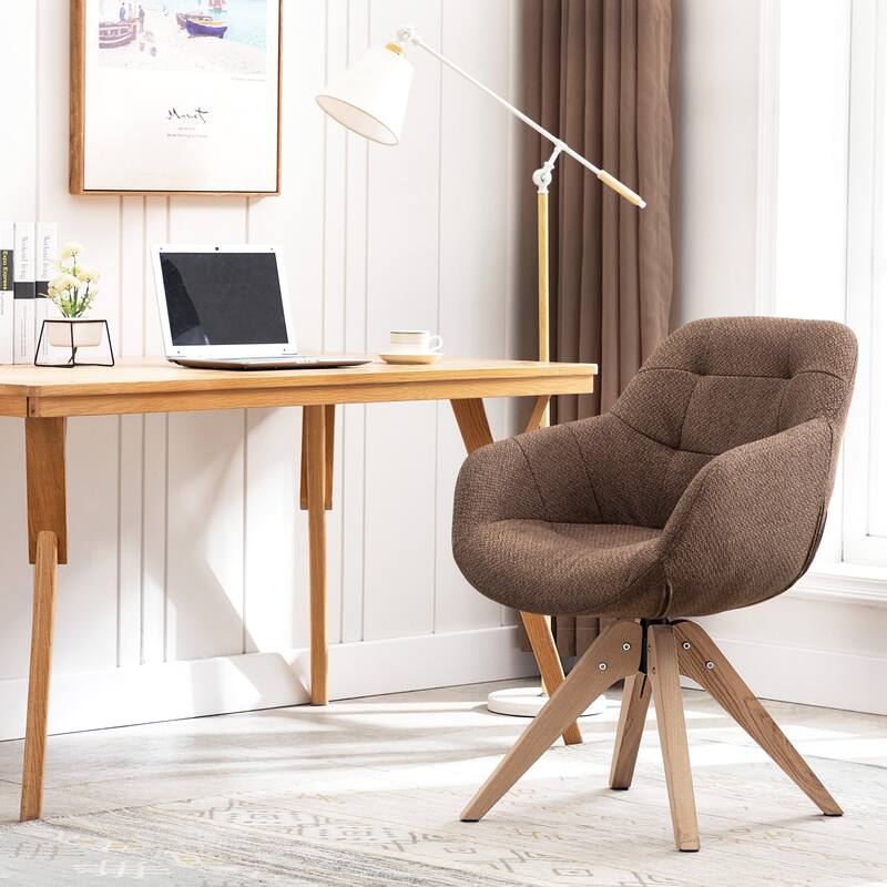 Modern Home Office Swivel Desk Chair Fabric Accent Chair - Coffee