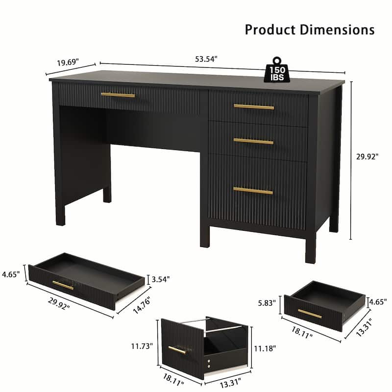 54W Executive Desk Home Office Desk with File Drawer