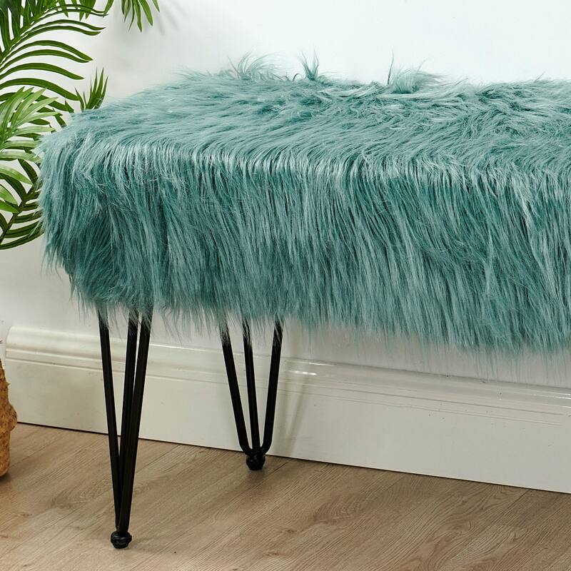 Home Soft Things Mongolian Fauxfur Ottoman 46"x16"x22" with Table Legs