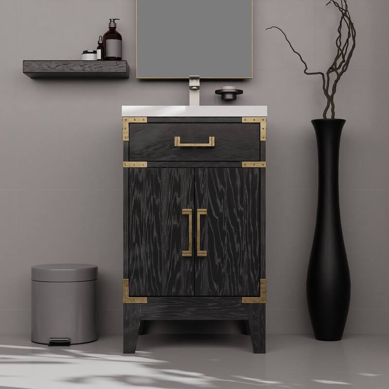 20-inch Bathroom Vanity with Acrylic Top, Soft Close Cabinet, and 18" x 24" Mirror - Polished Surface