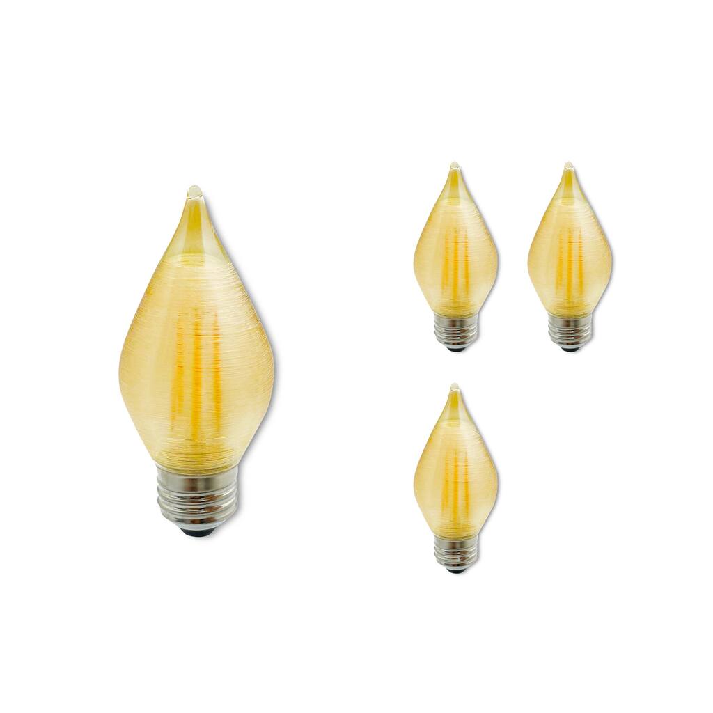 Bulbrite Spunlite Pack of (4) 4 Watt Dimmable C15 LED Filament Light Bulb with Amber Glass Finish and Medium (E26) Base