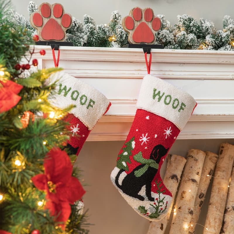 Glitzhome Christmas Reindeer Fox Cat Dog Dinosaur Warm Hooked Stocking