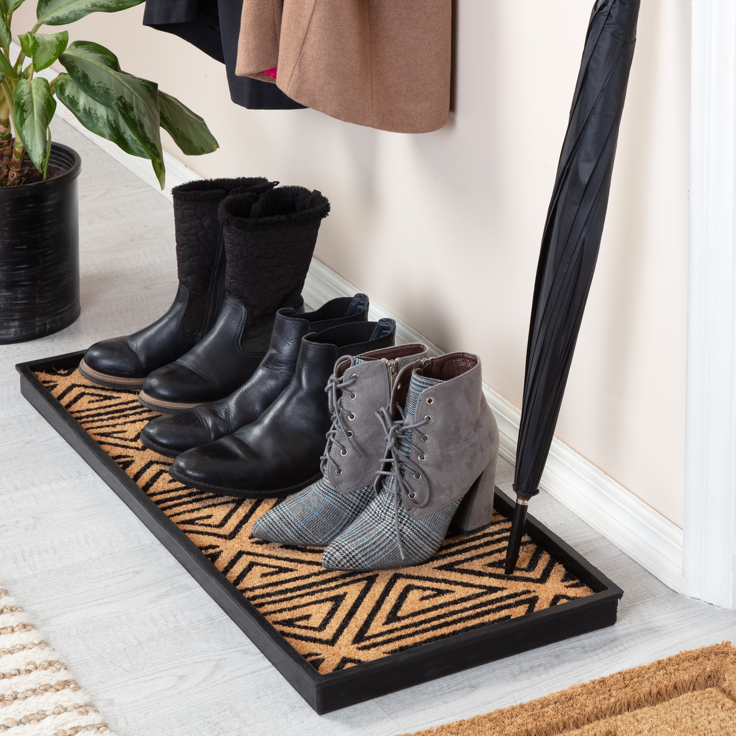 Set of 3 Square Boot Tray, Plastic Utility Shoe Mat Tray for Entryway  Indoor