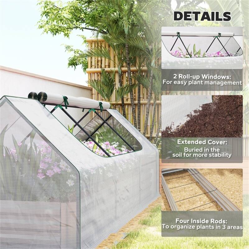 PE Steel Mini Greenhouse with Raised Planter Bed