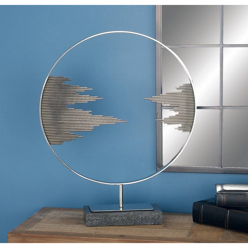 Stainless Steel Metal Geometric Sculpture with Stand - Black - Roche River Decor - 4"W x 19"L x 23"H