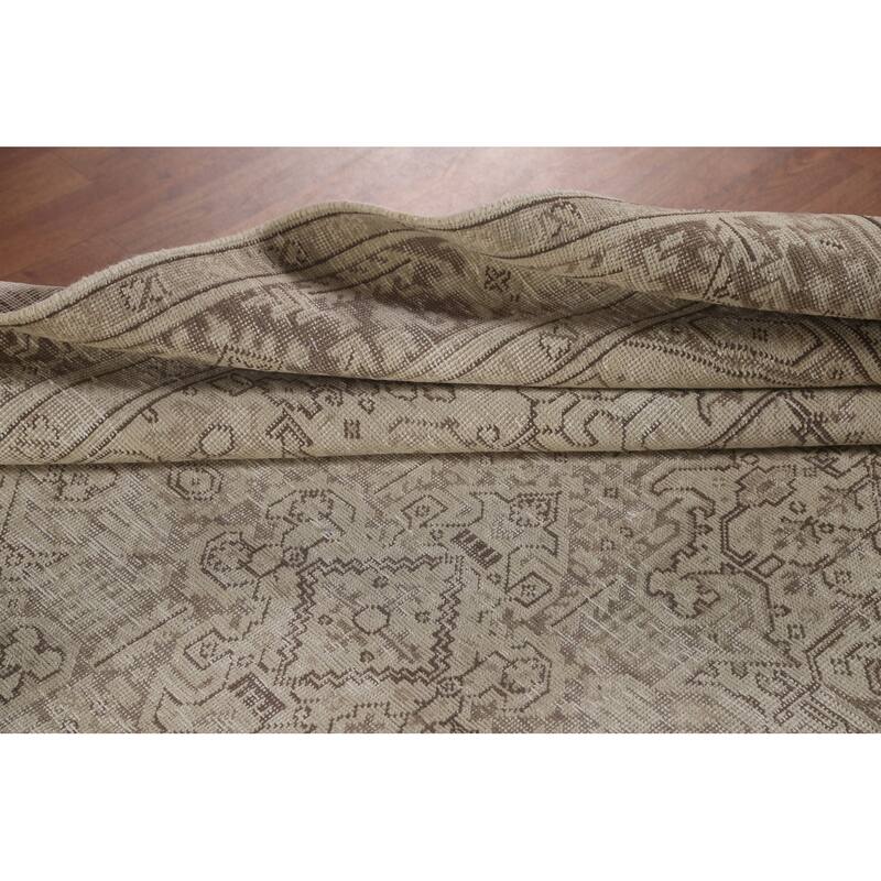 Distressed Tabriz Persian Antique Area Rug Hand-Knotted Wool Carpet - 6'6" x 9'6"
