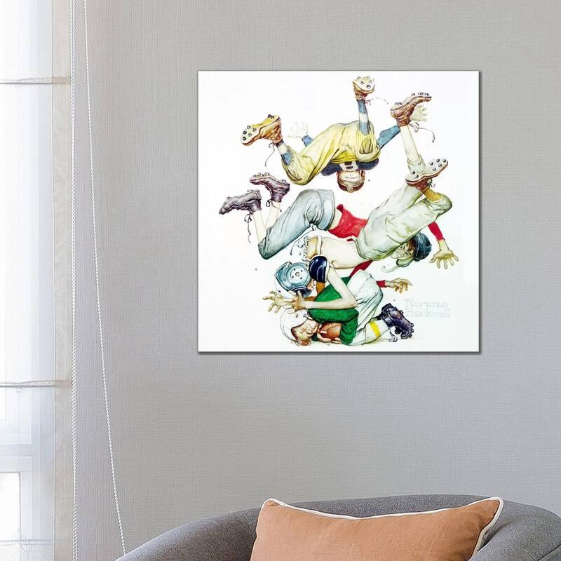 iCanvas "First Down (Four Sporting Boys - Football)" by Norman Rockwell Canvas Print - 26x26x1.5