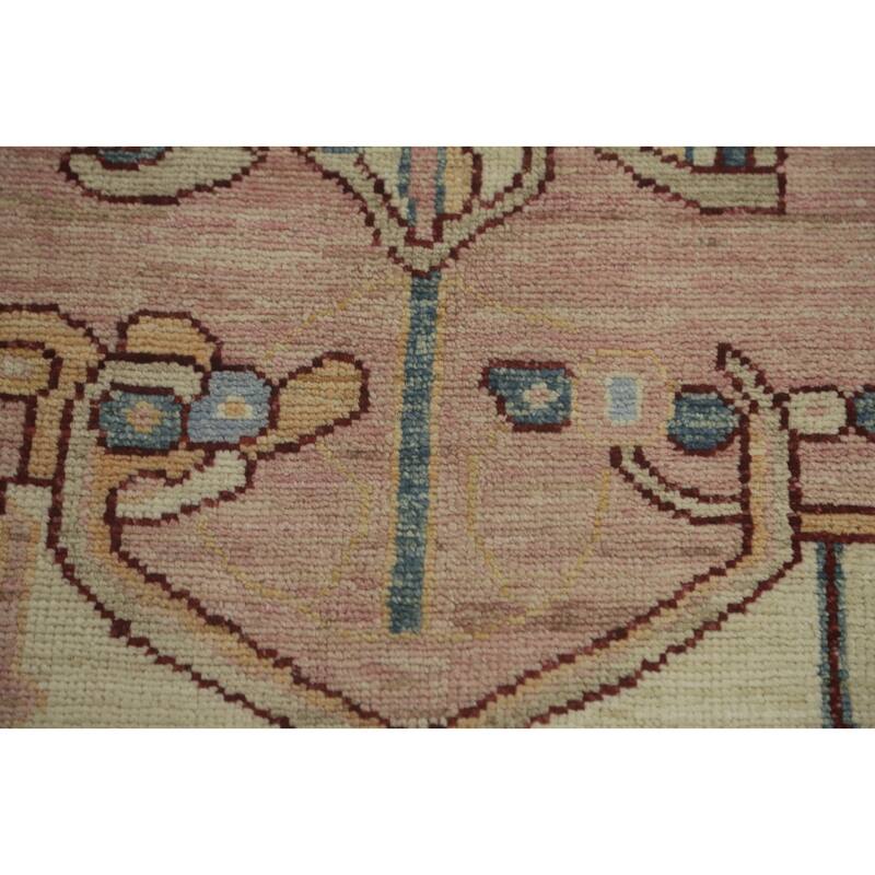 Vegetable Dye Wool Oushak Turkish Area Rug, Medallion Geometric Carpet - 11' 9'' X 9' 0''