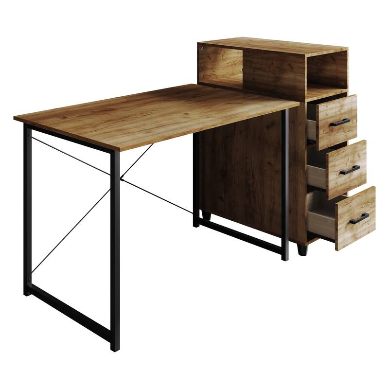 CraftPorch Shabby Chic Writing Desk with Side Cabinet