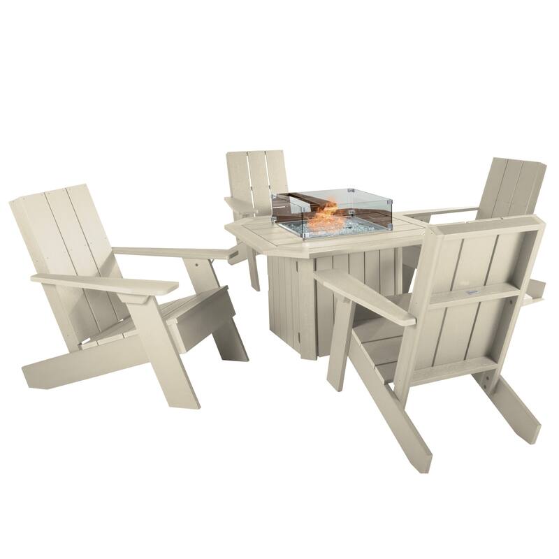 HIGHWOOD Modern Adirondack 5-Piece Fire Pit Conversation Set