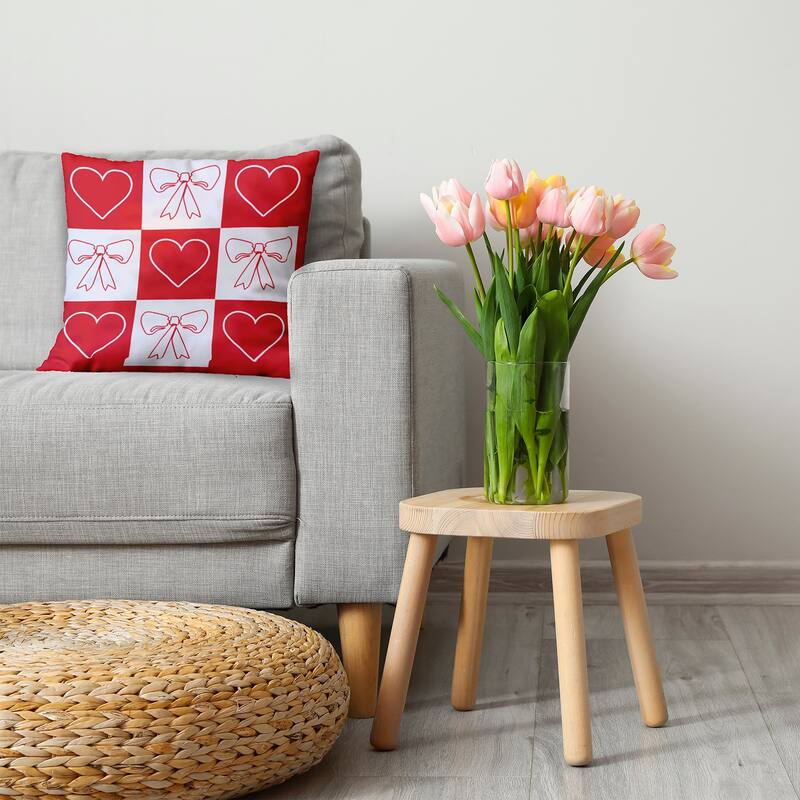 Sweet Bows and Hearts Accent Pillow