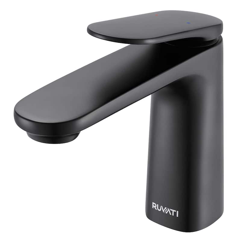 Ruvati Este Single Handle Stacked Short Bathroom Faucet in Matte Black - RVF5135MB - 7'6" x 9'6"