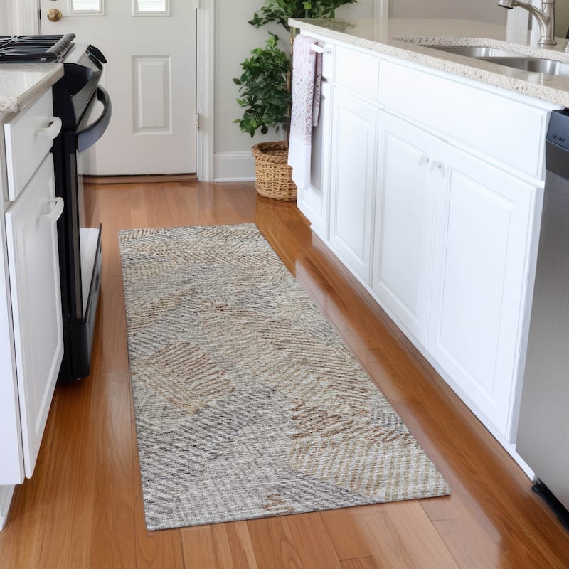 Premium Washable Super Soft Modern Floral Mayfield Rug - Mocha - 2' 3" x 7' 6" - Runner