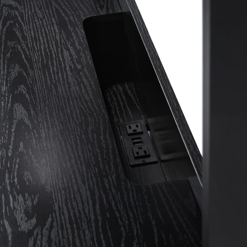 Walker Edison Reeded Desk with Hutch and Outlets