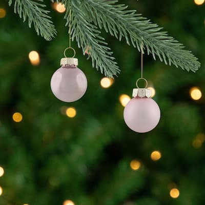 24ct Baby Pink 2-Finish Glass Christmas Ball Ornaments 1-Inch (25mm)