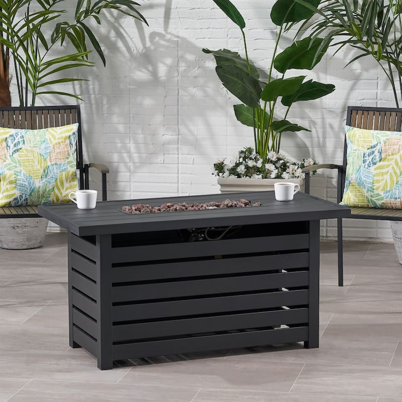 23 in. W x 47.25 in. L x 24 in. H Iron Rectangle Propane Gas Burning Outdoor Fire Pit in Black