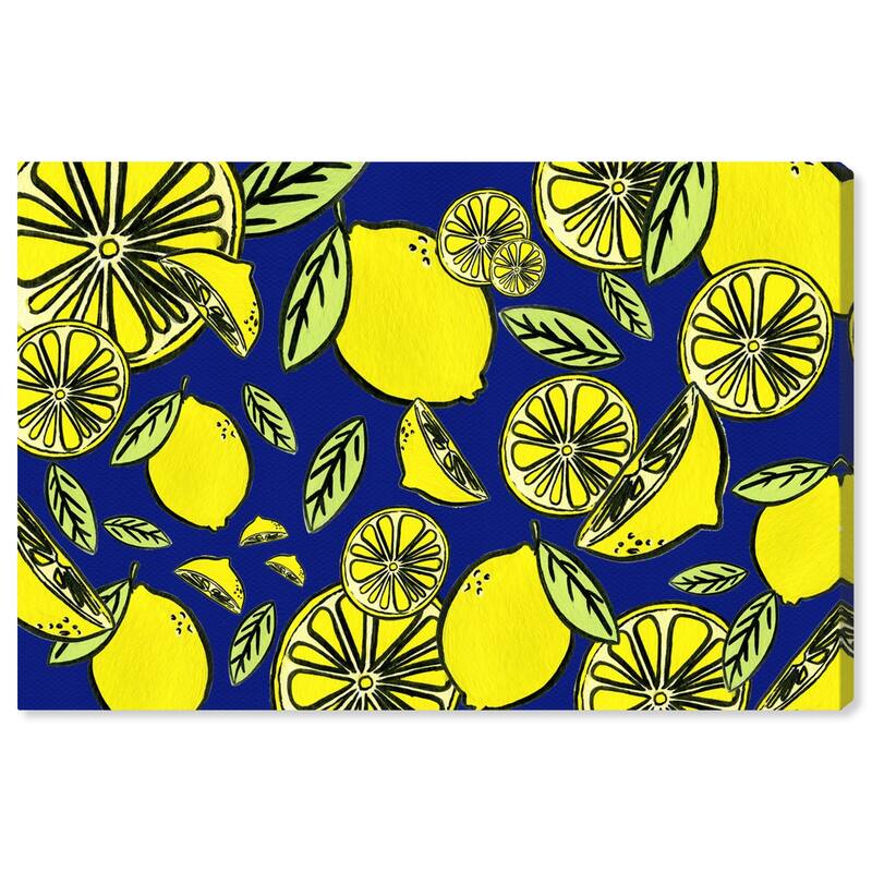 Wynwood Studio 'Juicy, Sweet, And Sour' Food and Cuisine Wall Art Canvas Print Fruits - Yellow, Blue