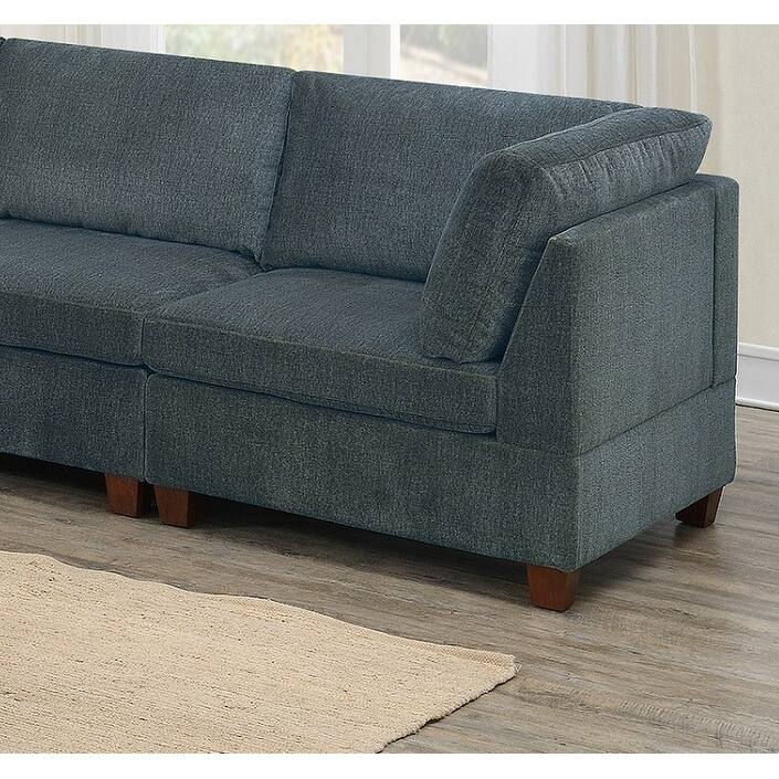 1pc Grey Chenille Modular Corner Wedge Sofa 37x37x35 inches