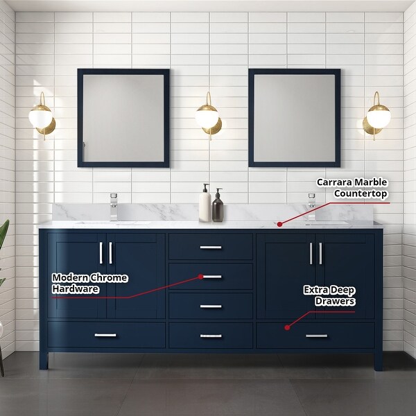 Jacques 80 in. W x 22 in. D Navy Blue Double Bath Vanity and 30 in