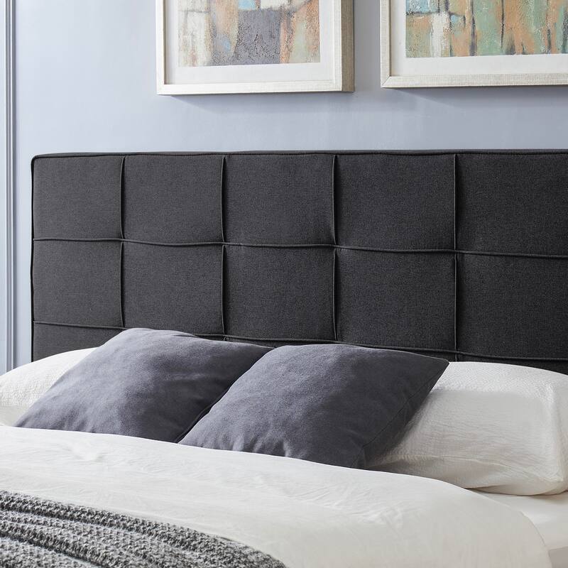 King Size Headboard, Linen Upholstered Headboards with Metal Leg, Square Stitched Design