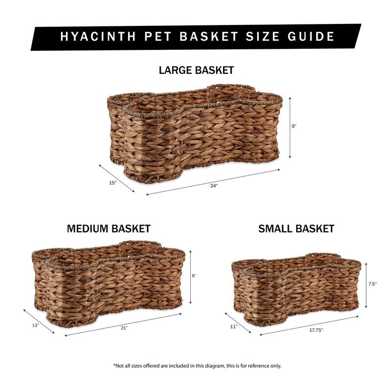 Bone Dry White Wash Hyacinth Bone Pet Basket Large 24x15x9