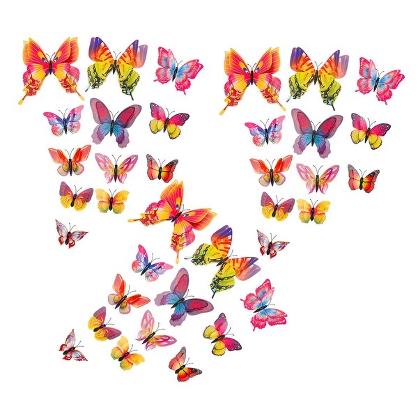 36pcs 3D Butterfly Wall Stickers for Room Decoration Orange Blue - Orange, Blue