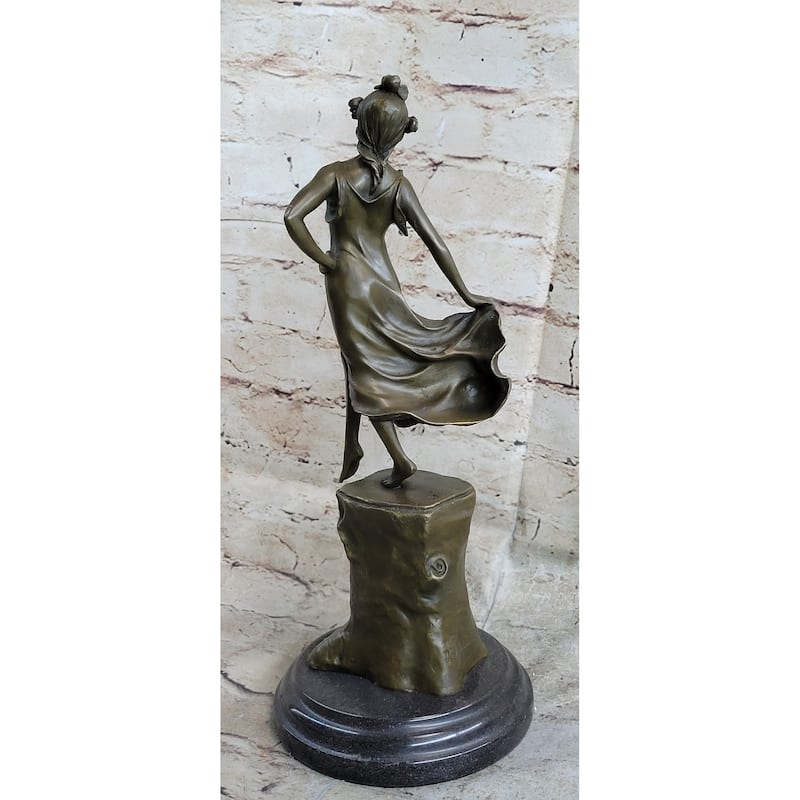 Handmade Detailed Collector Collectible Dancer By Vallet Bronze Sculpture Home