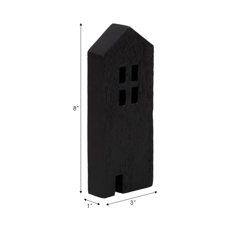 Modern Mango Wood House-Shaped Decorative Object Sculptural Figurine