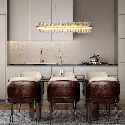 Modern LED Crystal Chandeliers Island Lights for Kitchen Island - Gold - 34.3" W*6.3" H