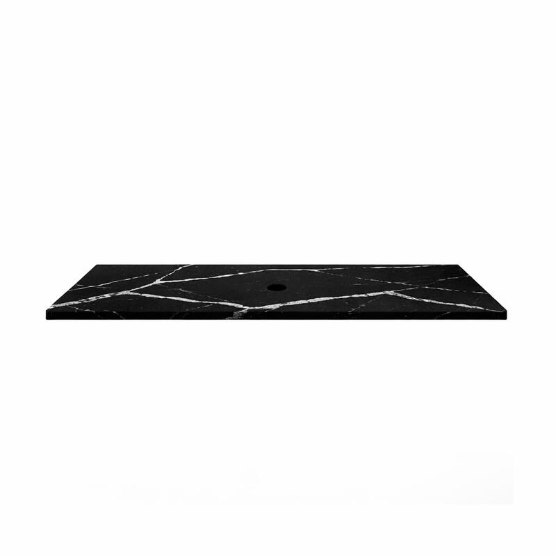 Thin Modern White and Black Solid Surface Vanity Countertop - Sizes 24", 30", 36", 48", 60", 72", 84"