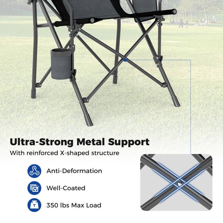 Oxford Metal Folding Camping Chair with Cupholder and Carrying Bag