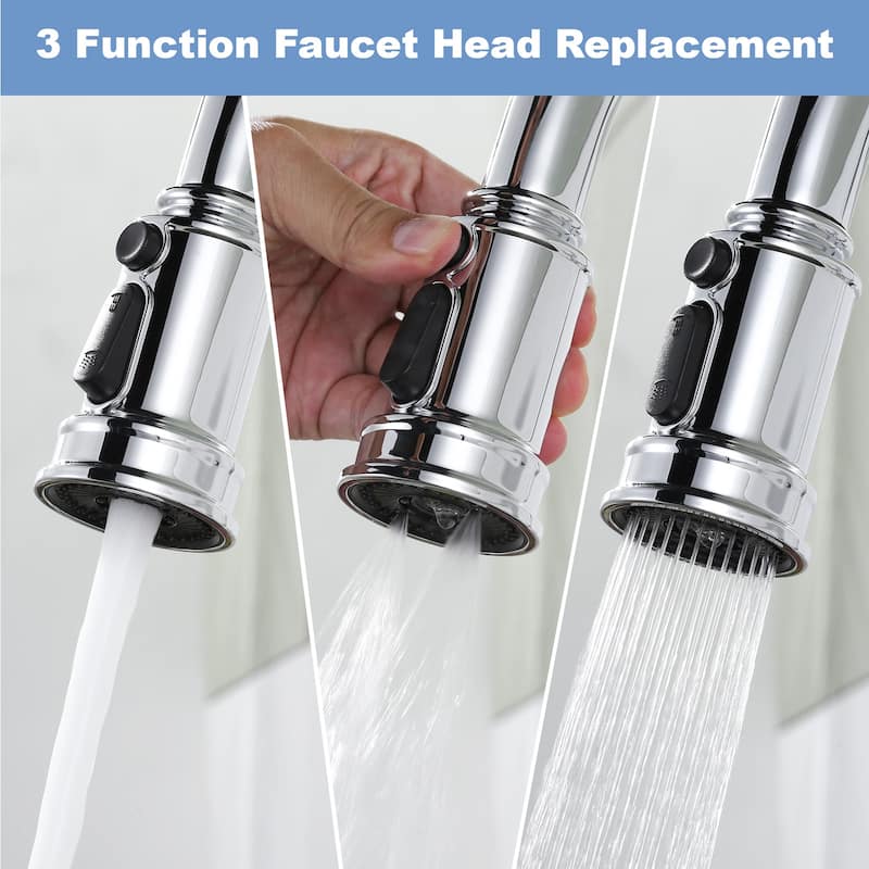WOWOW Pull Down Kitchen Faucet Spray Head with 9 Adapters Kit