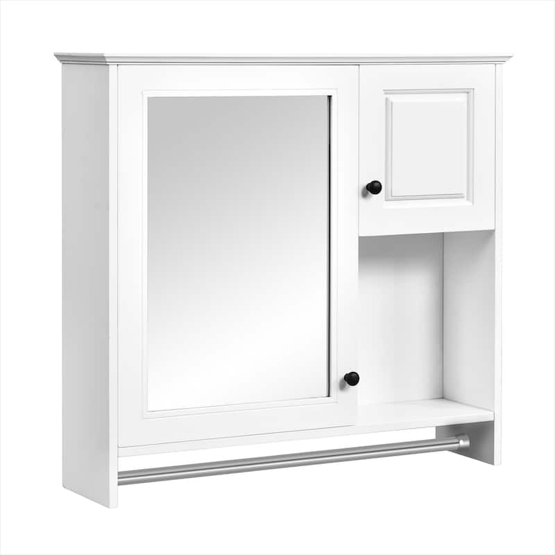 Roomfitters 30" Wall Cabinet with Mirror, Medicine Cabinet with 2 Shelves, Over Toilet Bathroom Storage Unit, White