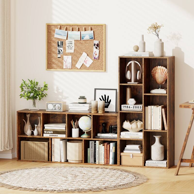 Gymax 2PCS 7-Cube Bookcase w/7 Compartments 2 Anti-tipping Kits for