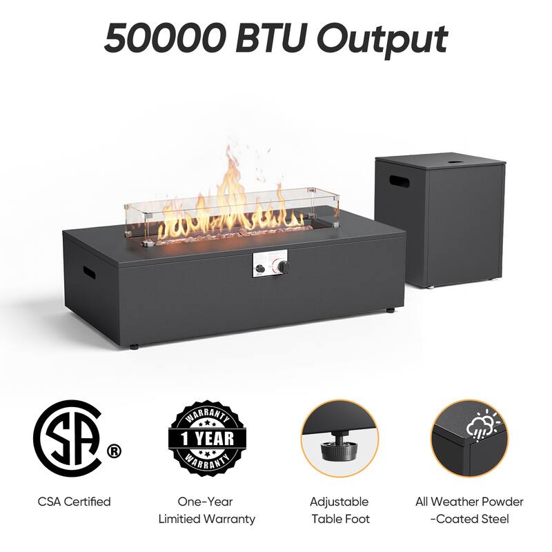 Pocassy Outdoor 43 In Fire Pit Table with Tank Holder