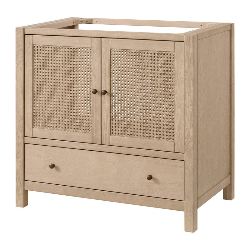Alaterre Furniture Lucca 36 Inch Bathroom Vanity Without Sink - Wood Finish/Natural Finish - Natural Wood Finish